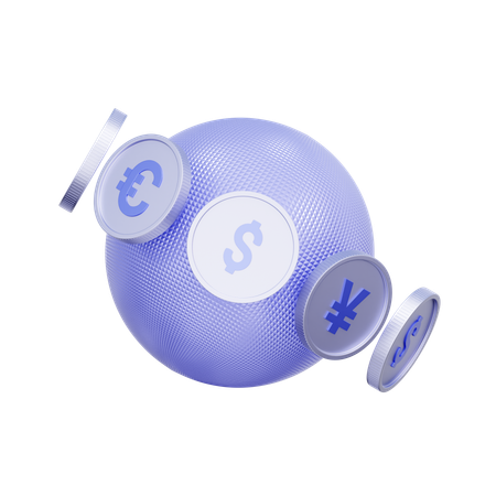 Professional 3D graphic rendering global currency circulation frameworks